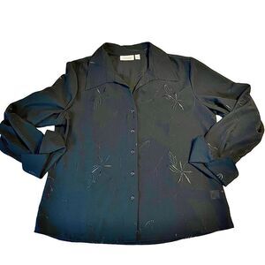 Black Croft and Barrow self embroidered Blouse
